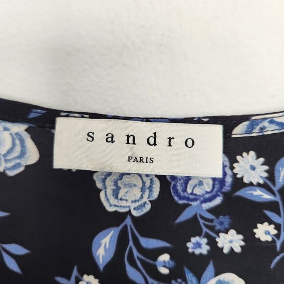 SANDRO Floral Lace Wrap Style Romper 40 Cocktail Wedding Cottage Farmhouse - Picture 4 of 10